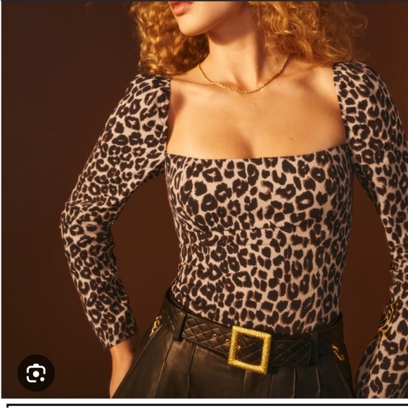 Reformtion Leopard Print Demi Blouse - Picture 1 of 5